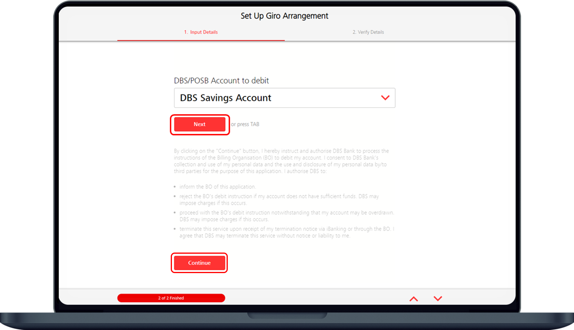 Set up a GIRO Arrangement DBS Singapore