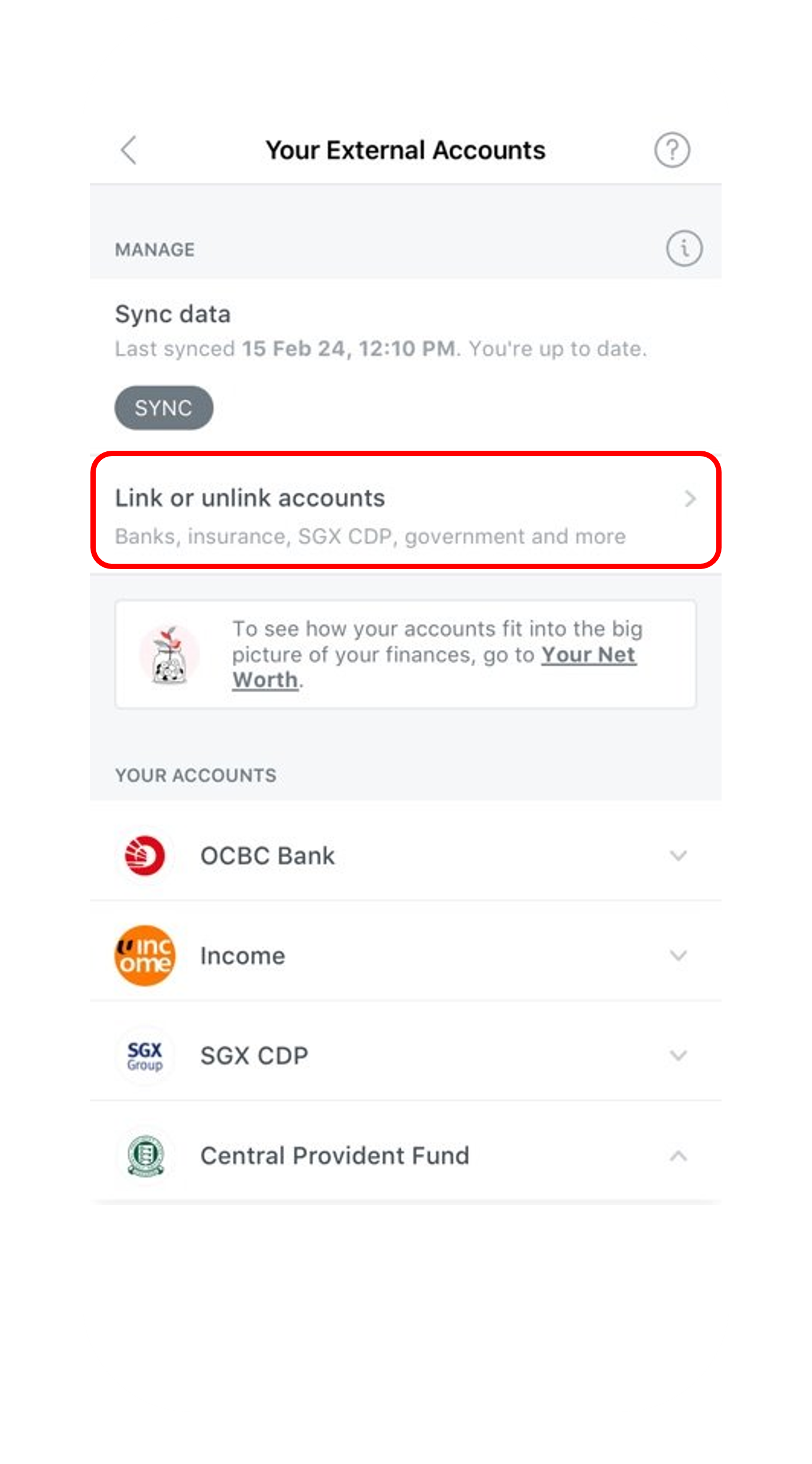 link or unlink accounts