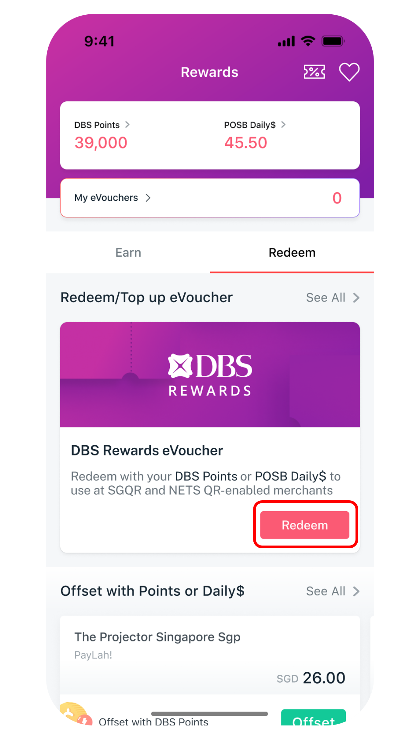 redeem tab