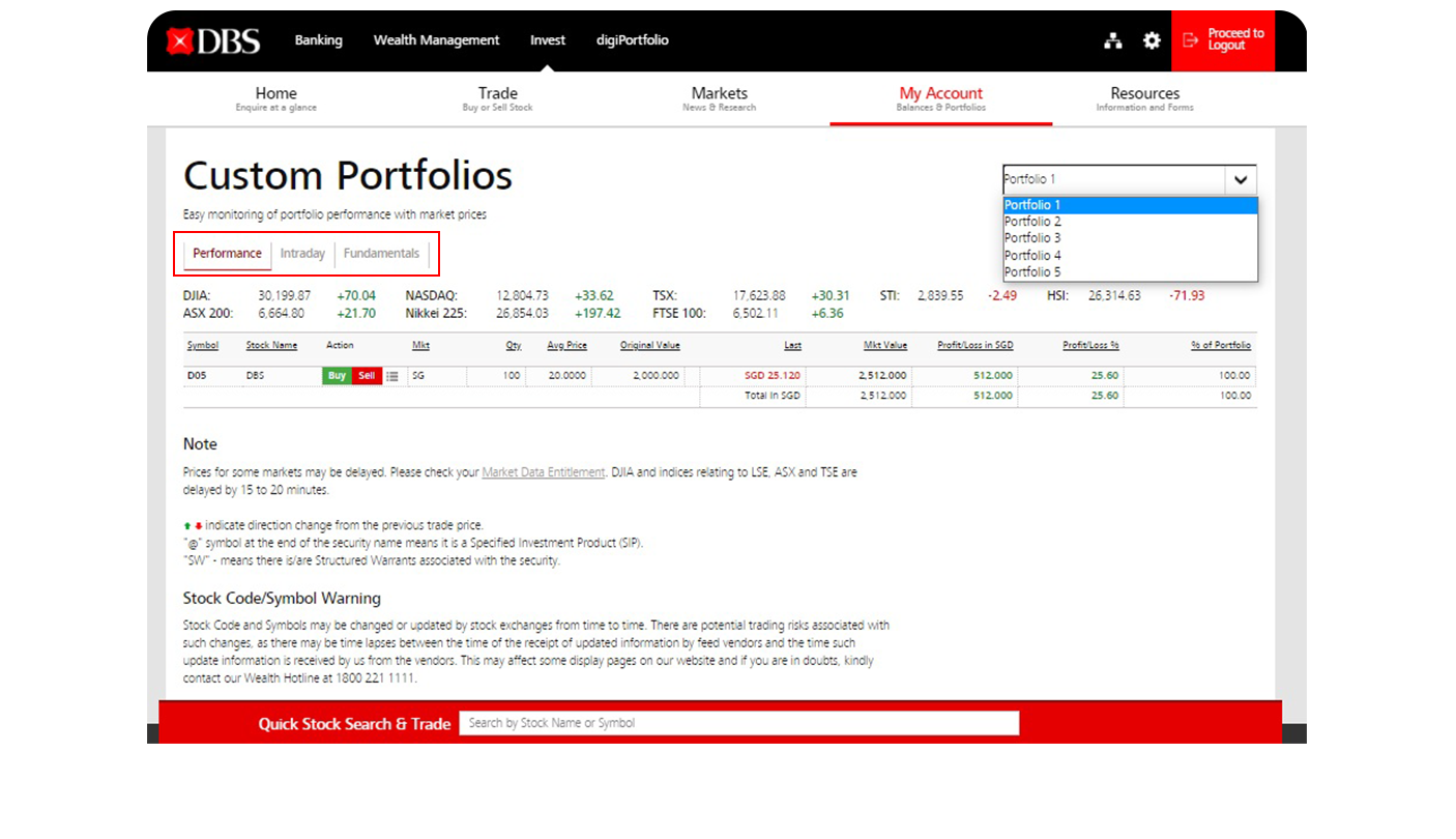 Customise Portfolio | DBS Singapore