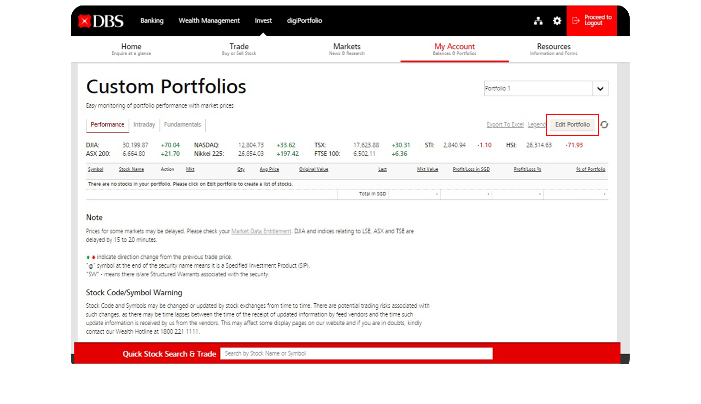 Customise Portfolio | DBS Singapore