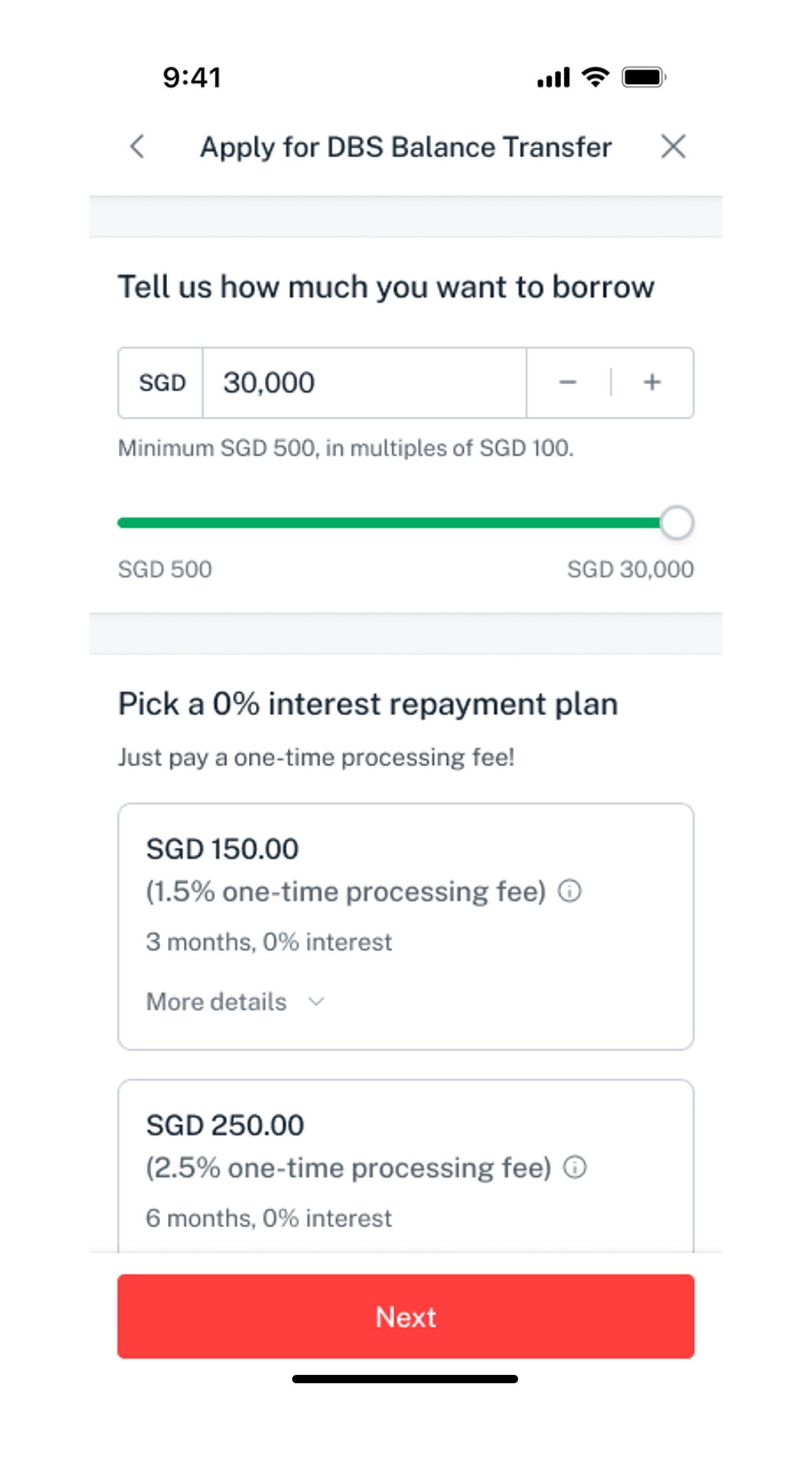 selct loan amount and tenure