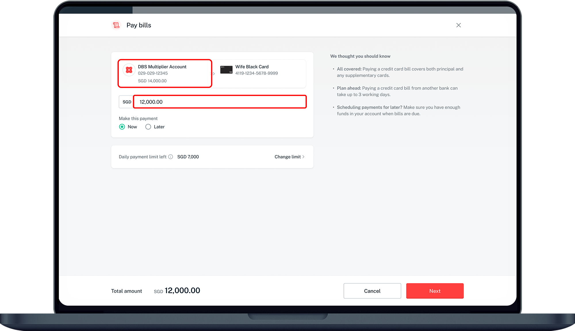 enter payment details