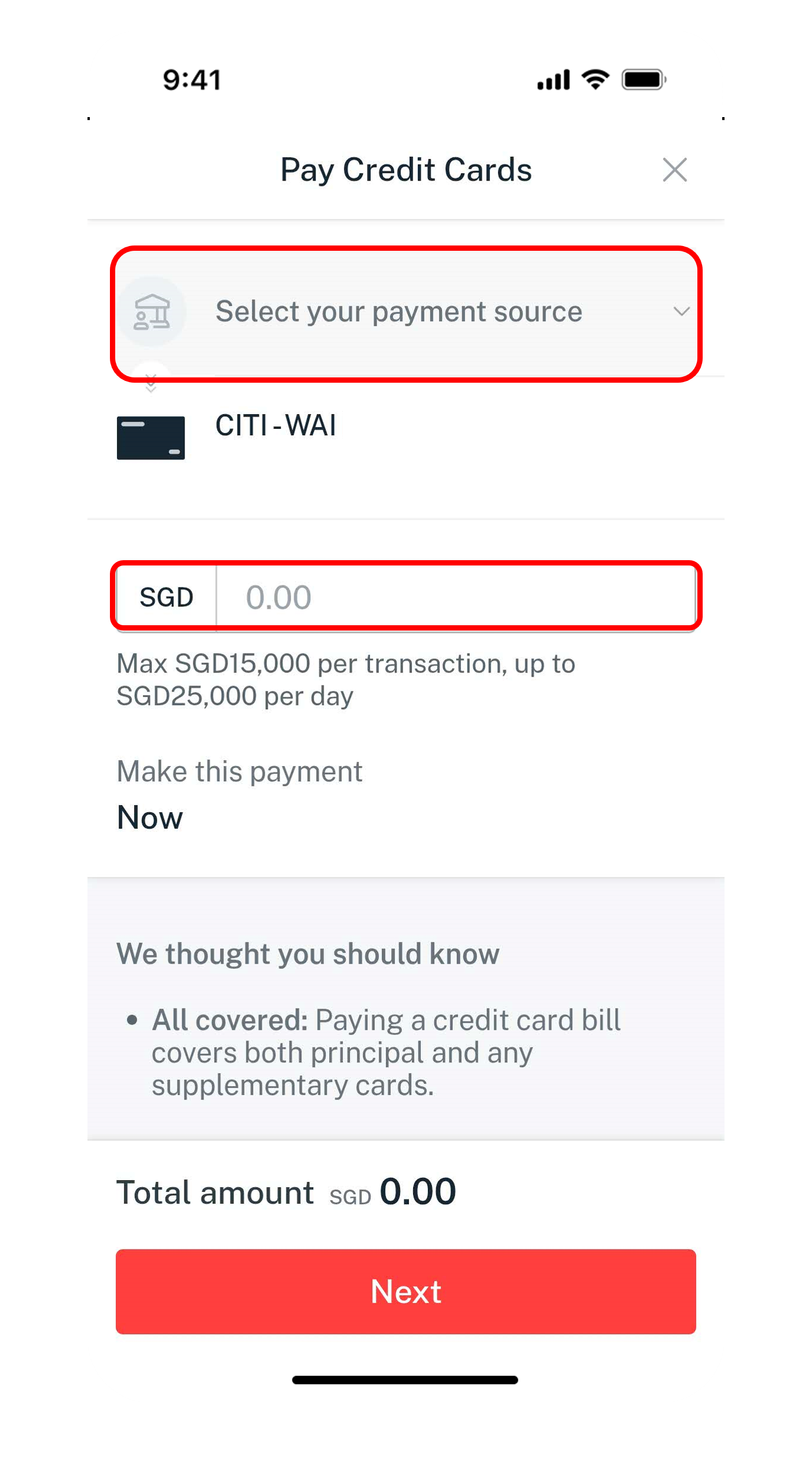 enter payment details