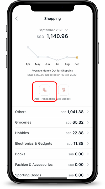 Tap Add Transaction to refine or add more expense transactions.