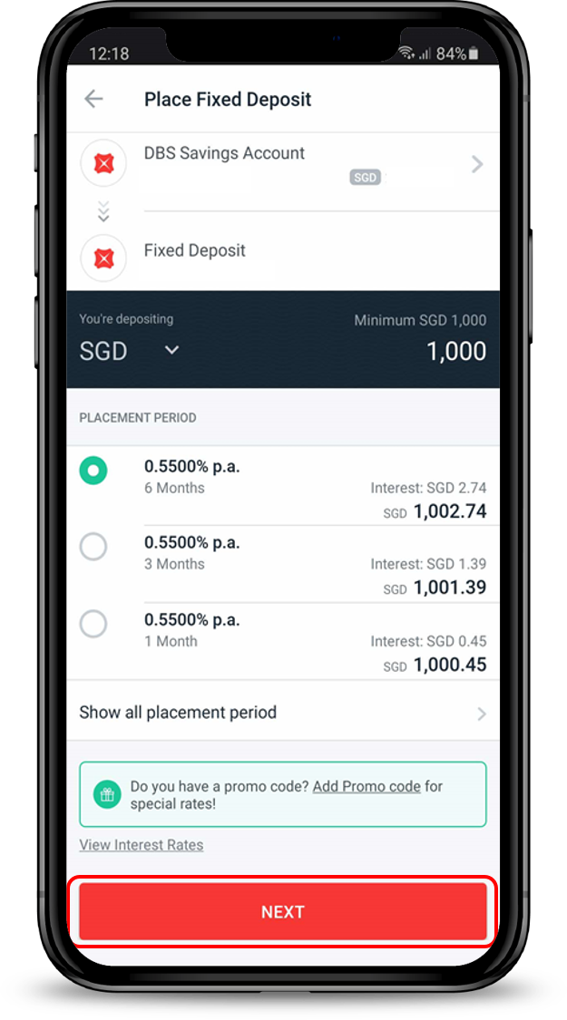 Fixed Deposit Placement DBS Singapore