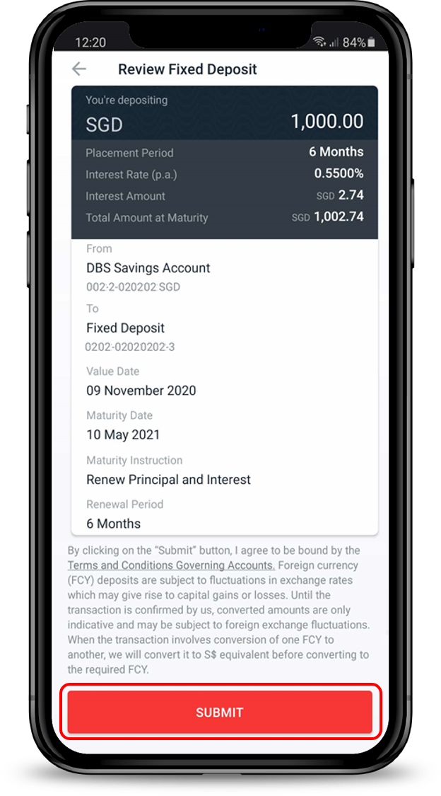 Fixed Deposit Placement DBS Singapore