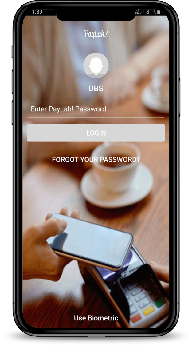 Log in to DBS PayLah! with your Touch / Face ID or PayLah! Password.