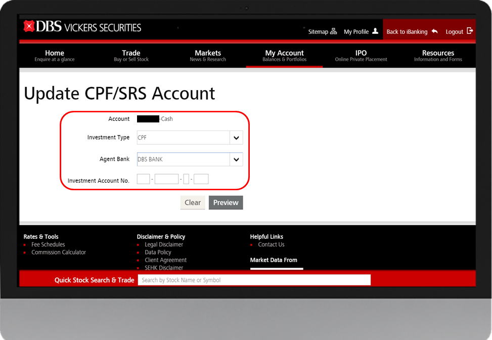 Enter CPF/SRS details