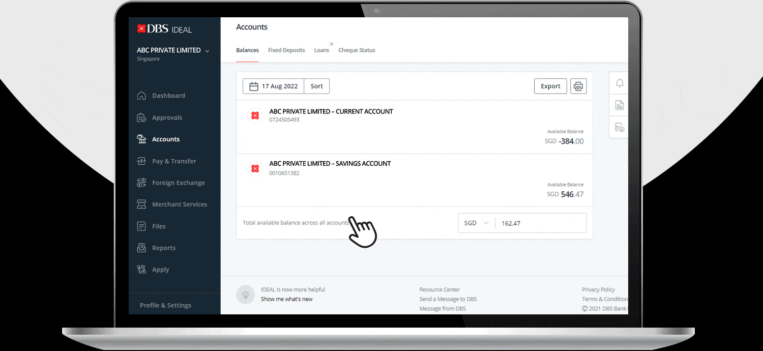 Access a variety of loan services all on DBS IDEAL.